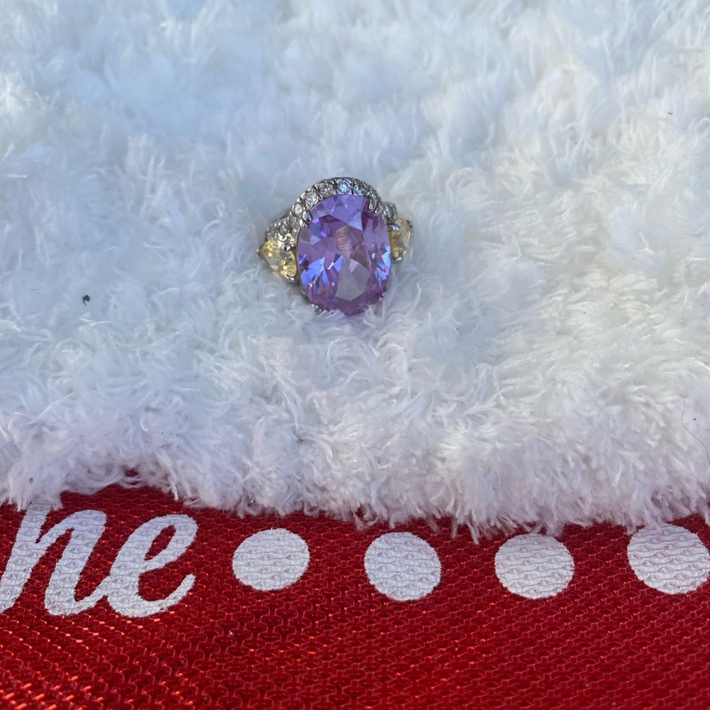 Large Purple & Yellow Cocktail Ring